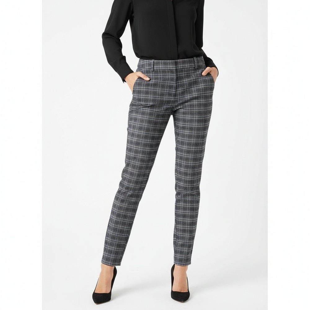 JONES NEW YORK‎ plaid pants womens size 8 stretch zipper pockets career casual